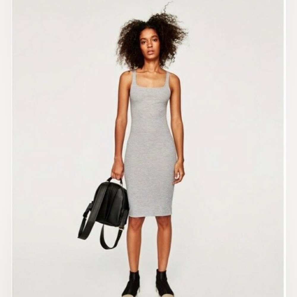 Zara Basic light gray tank dress size small